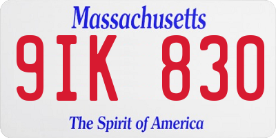 MA license plate 9IK830