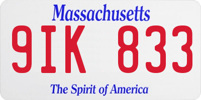 MA license plate 9IK833