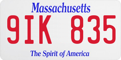 MA license plate 9IK835