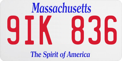 MA license plate 9IK836