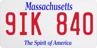 MA license plate 9IK840