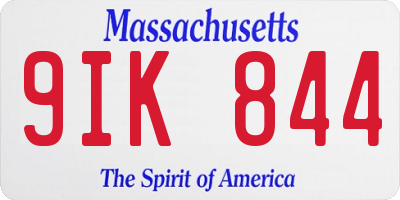 MA license plate 9IK844