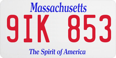 MA license plate 9IK853