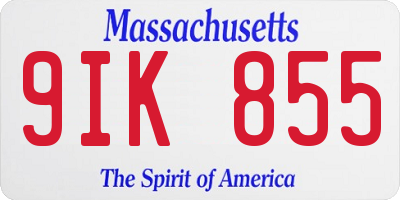 MA license plate 9IK855