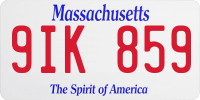 MA license plate 9IK859