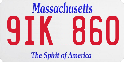 MA license plate 9IK860