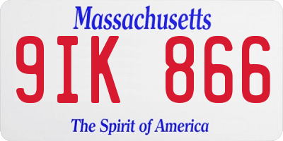 MA license plate 9IK866