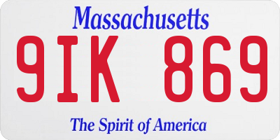 MA license plate 9IK869