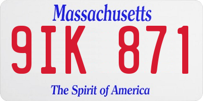MA license plate 9IK871