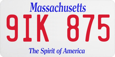 MA license plate 9IK875