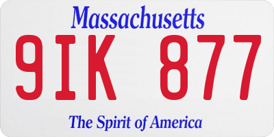 MA license plate 9IK877