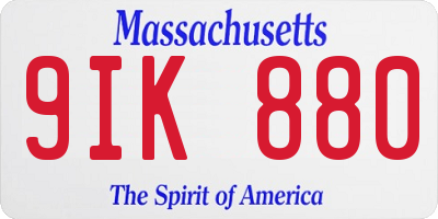 MA license plate 9IK880