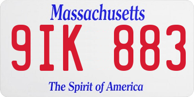 MA license plate 9IK883