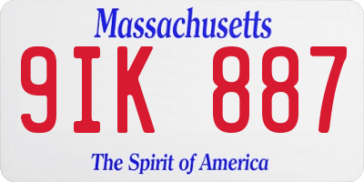MA license plate 9IK887