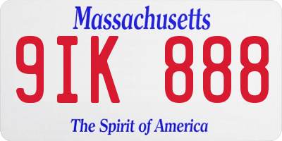 MA license plate 9IK888