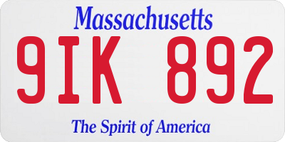 MA license plate 9IK892