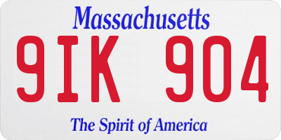MA license plate 9IK904