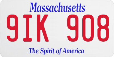 MA license plate 9IK908
