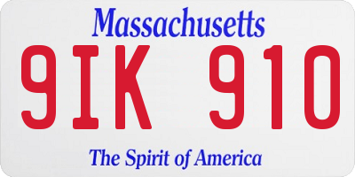 MA license plate 9IK910