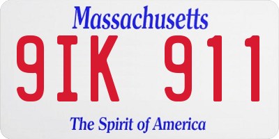 MA license plate 9IK911