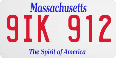 MA license plate 9IK912