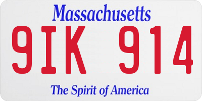 MA license plate 9IK914