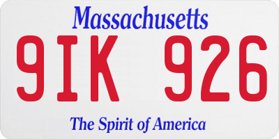 MA license plate 9IK926