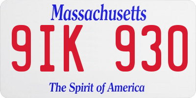 MA license plate 9IK930