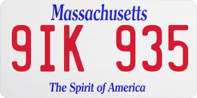 MA license plate 9IK935
