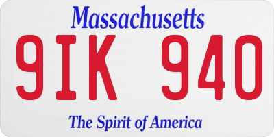 MA license plate 9IK940