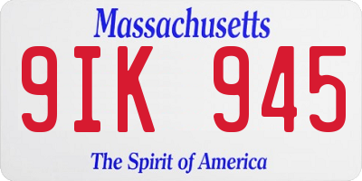 MA license plate 9IK945