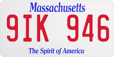 MA license plate 9IK946