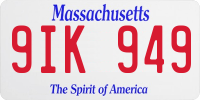 MA license plate 9IK949