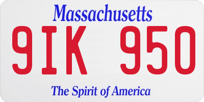 MA license plate 9IK950