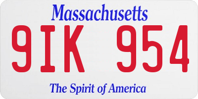 MA license plate 9IK954