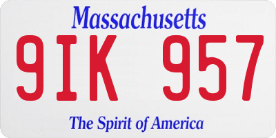 MA license plate 9IK957