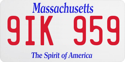 MA license plate 9IK959