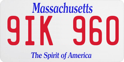 MA license plate 9IK960