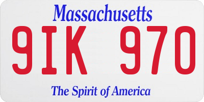 MA license plate 9IK970