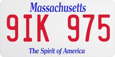 MA license plate 9IK975