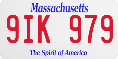 MA license plate 9IK979