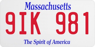MA license plate 9IK981