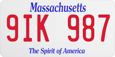 MA license plate 9IK987