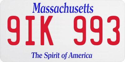 MA license plate 9IK993