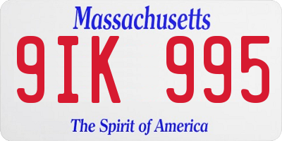 MA license plate 9IK995
