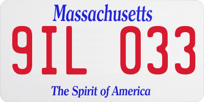 MA license plate 9IL033