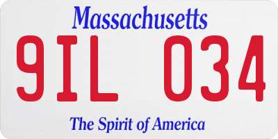 MA license plate 9IL034