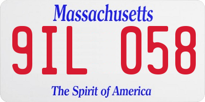 MA license plate 9IL058