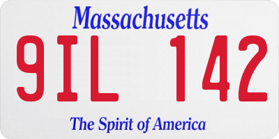 MA license plate 9IL142