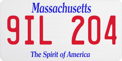 MA license plate 9IL204